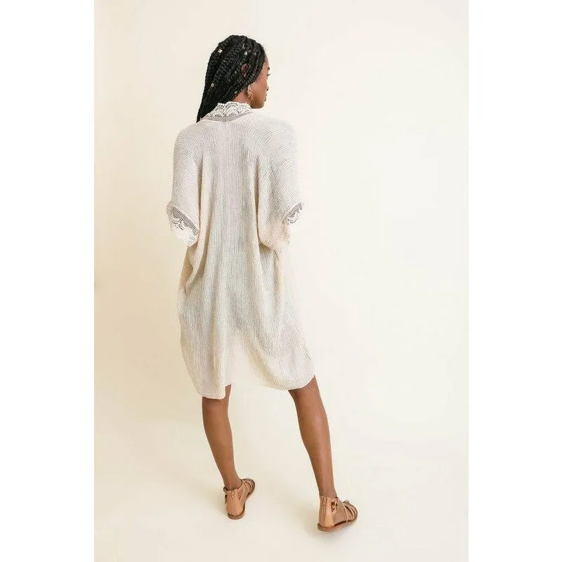 Scallop Lace Trim Kimono