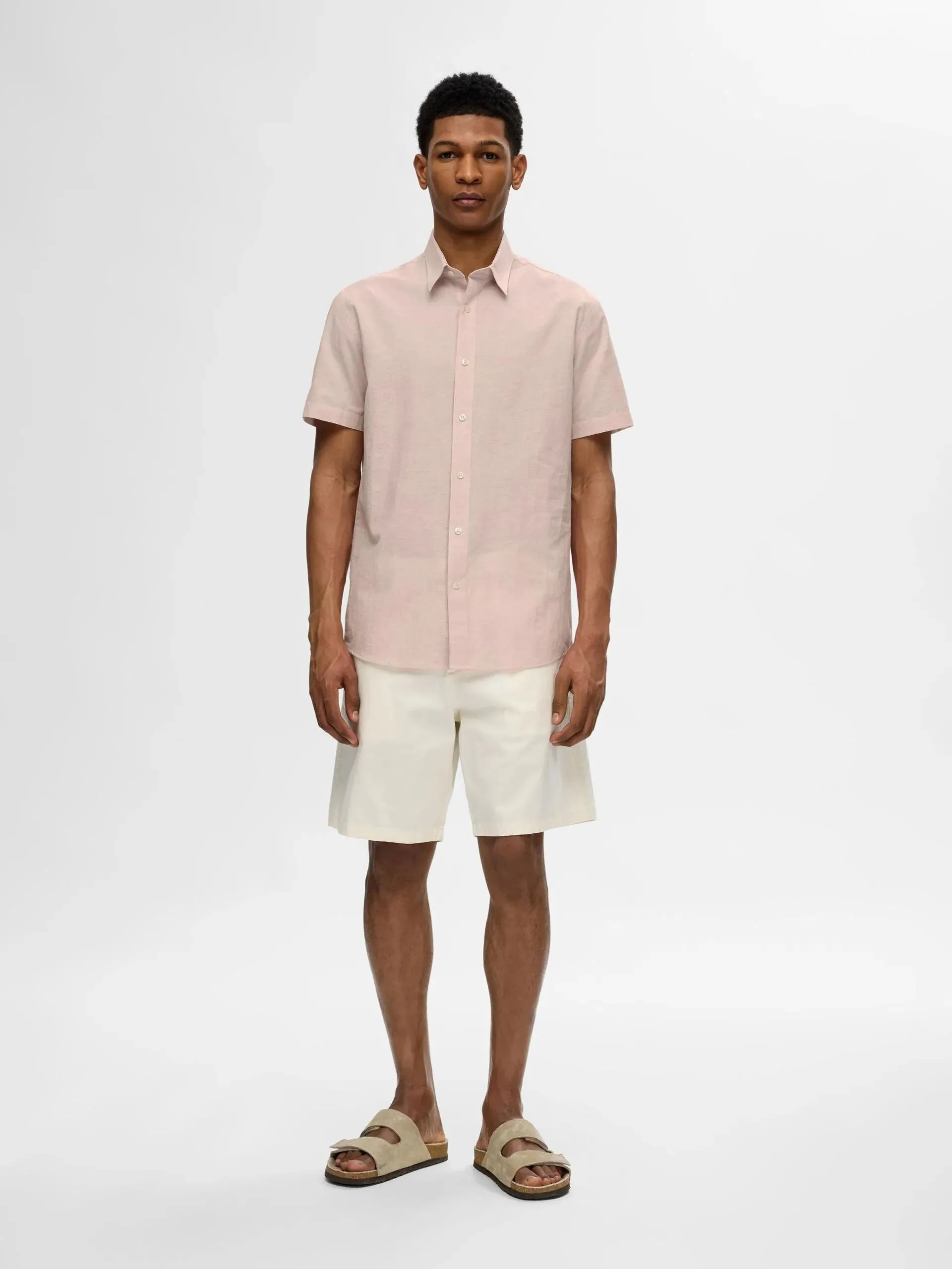 Selected Homme Classic Linen SS Shirt Cameo Rose