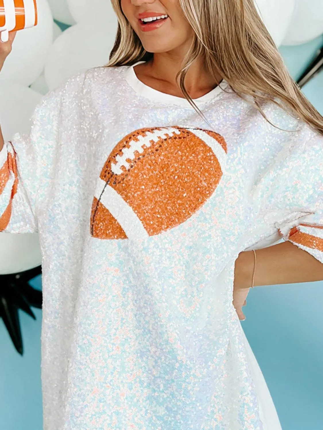 Sequin Football Oversize Shirt