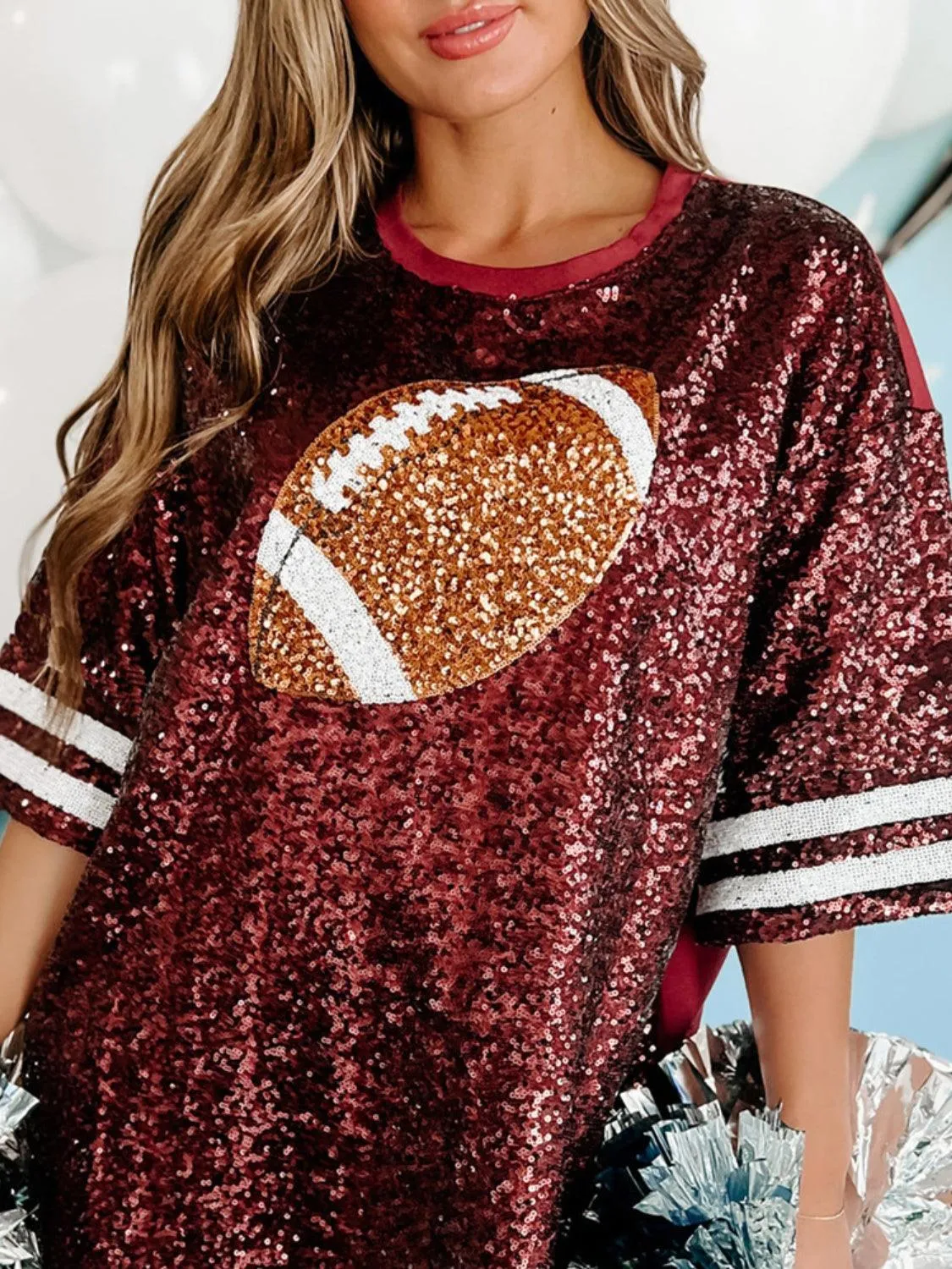 Sequin Football Oversize Shirt