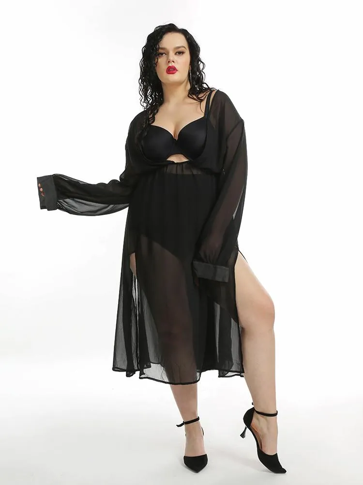 Sexy See-through Mesh Slit Kimonos