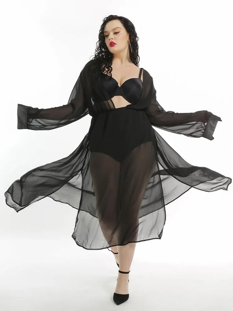 Sexy See-through Mesh Slit Kimonos