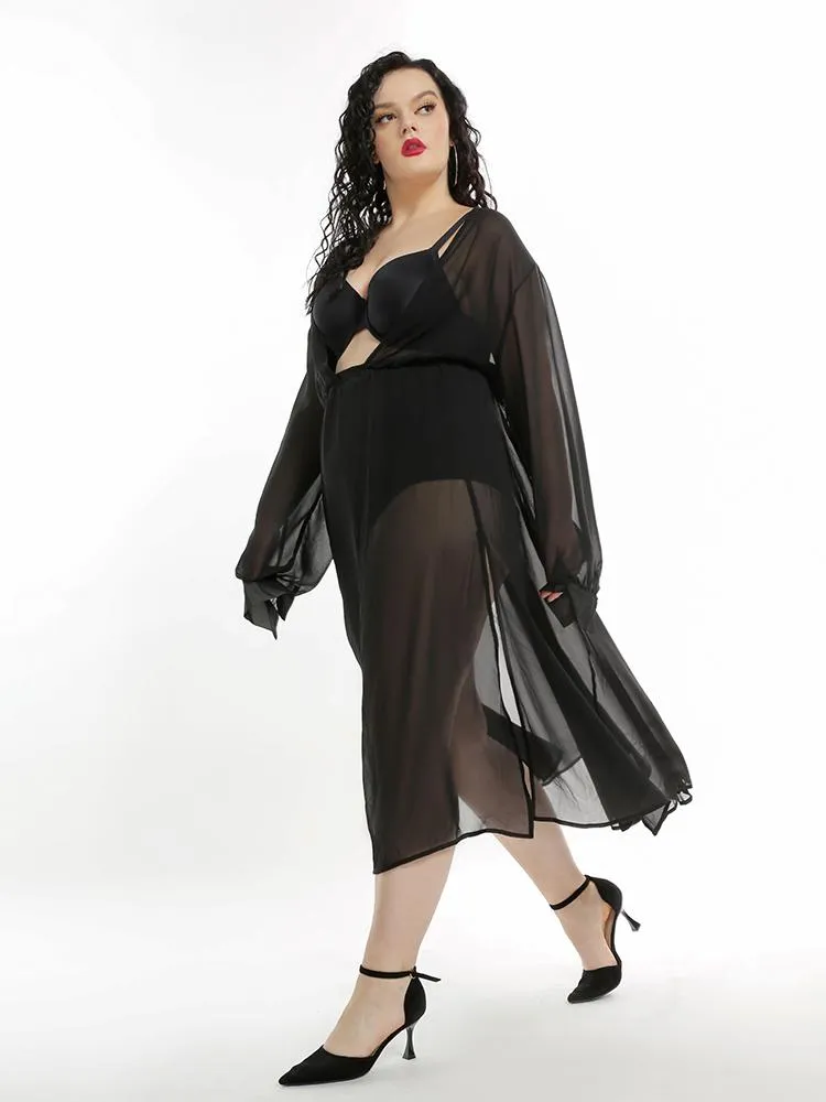 Sexy See-through Mesh Slit Kimonos