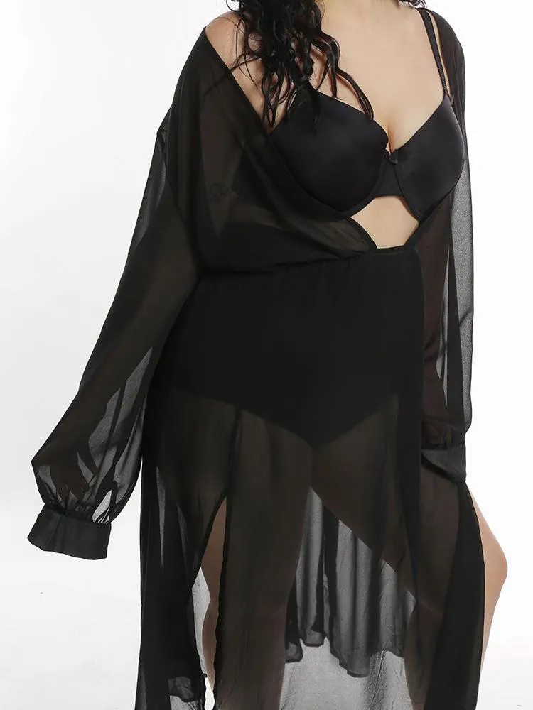Sexy See-through Mesh Slit Kimonos