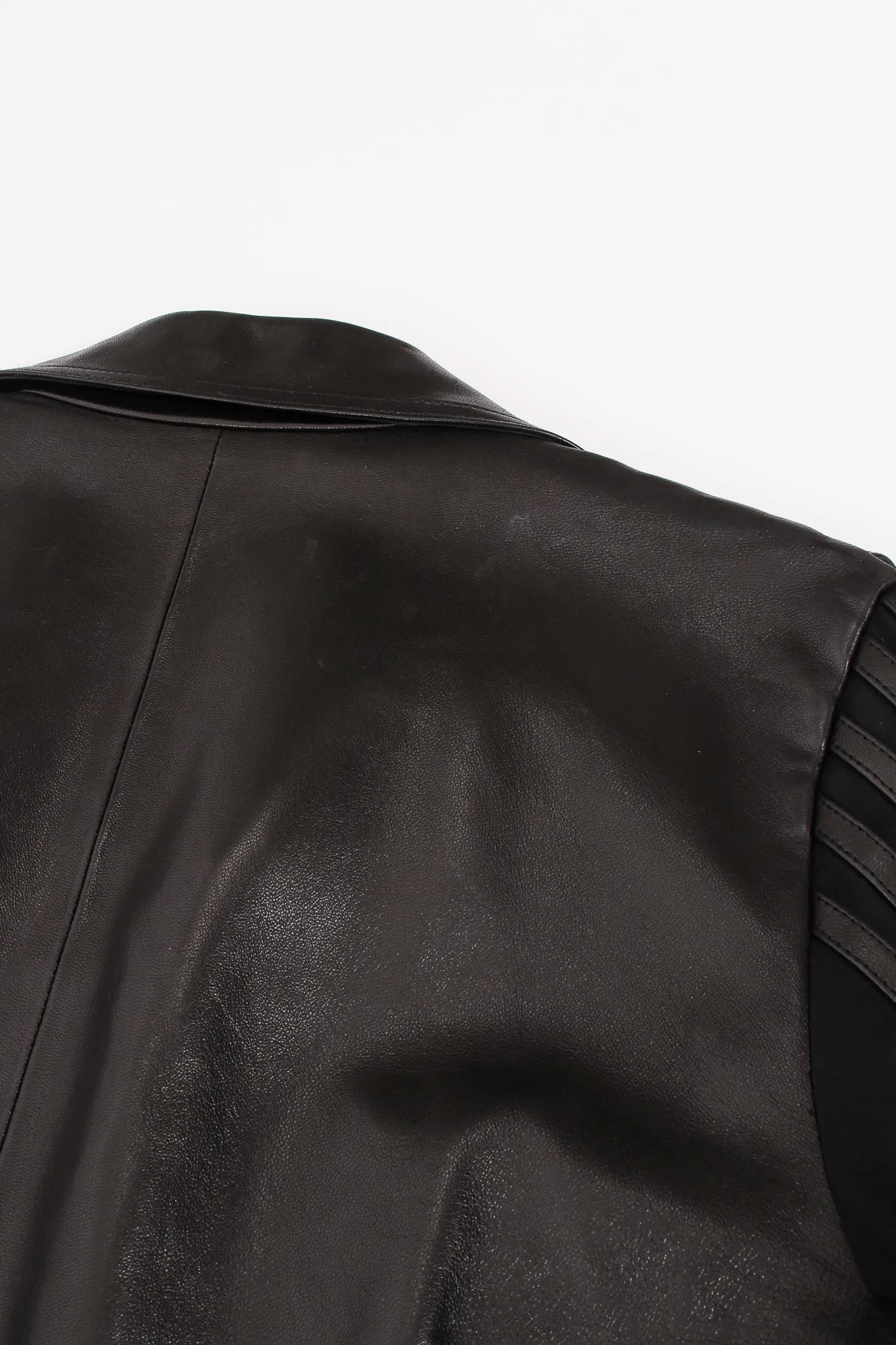 Sheer Leather Striped Jacket & Skirt Set
