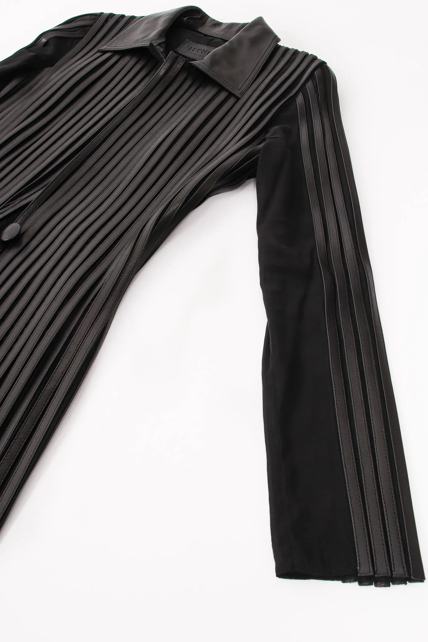 Sheer Leather Striped Jacket & Skirt Set