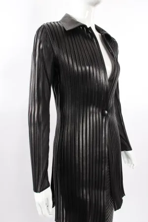 Sheer Leather Striped Jacket & Skirt Set