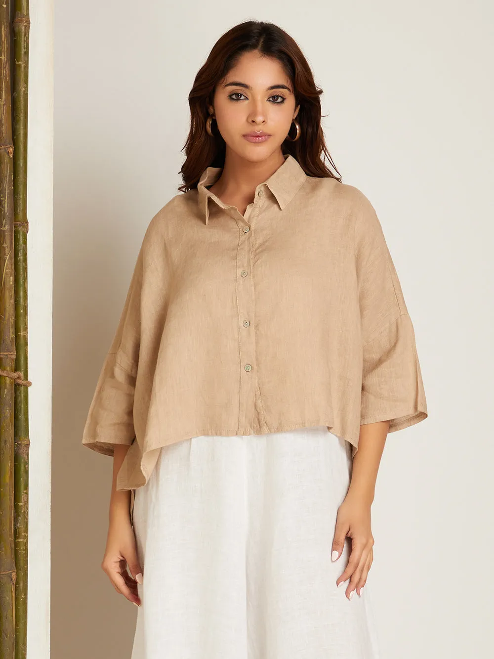 SHORT LINEN  OVERSHIRT