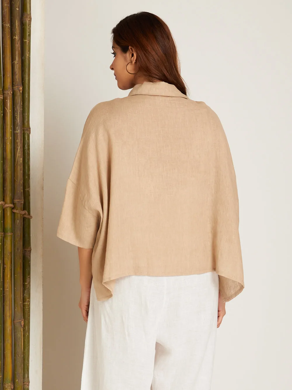 SHORT LINEN  OVERSHIRT