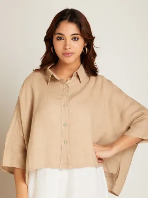 SHORT LINEN  OVERSHIRT