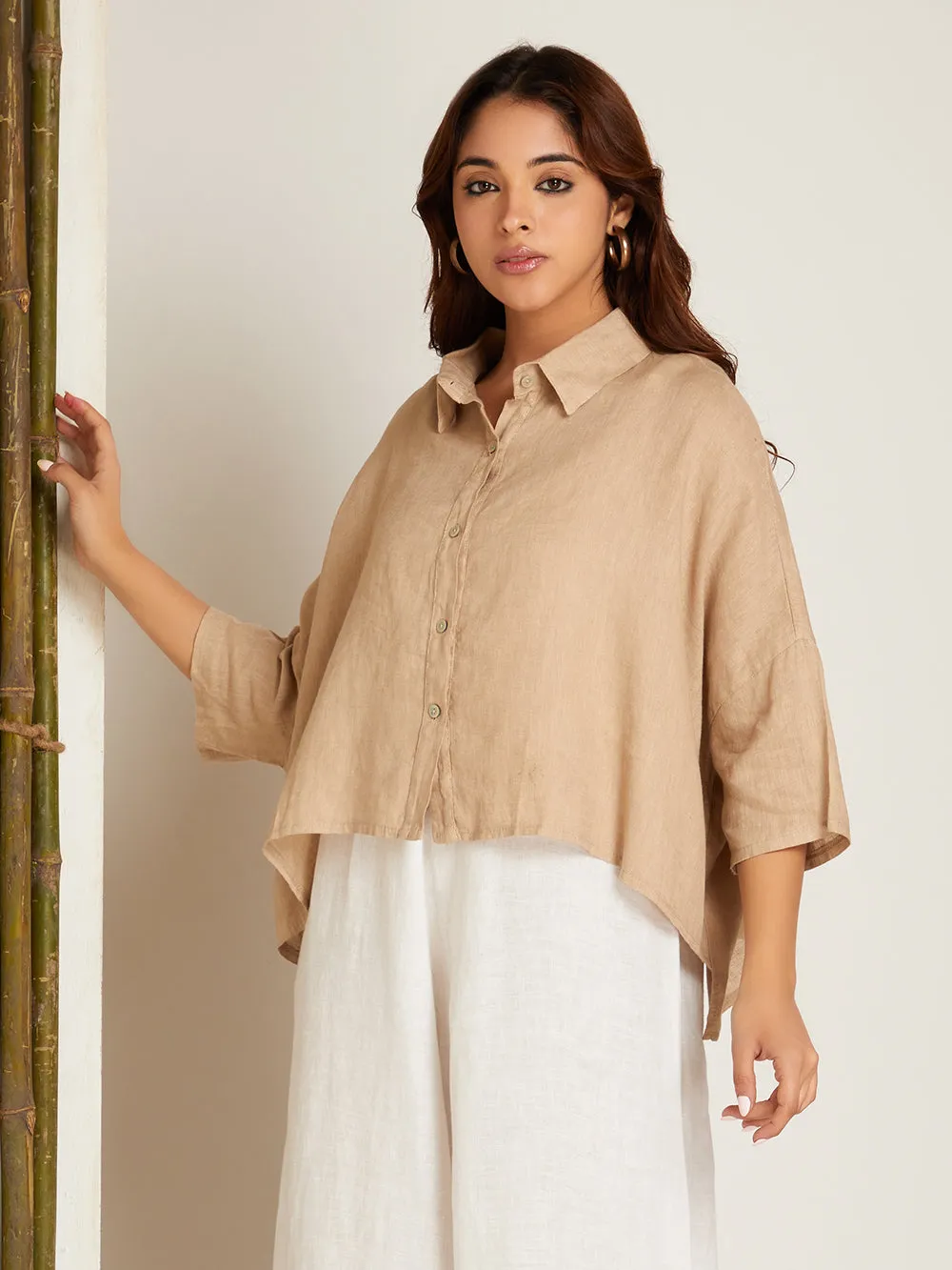 SHORT LINEN  OVERSHIRT