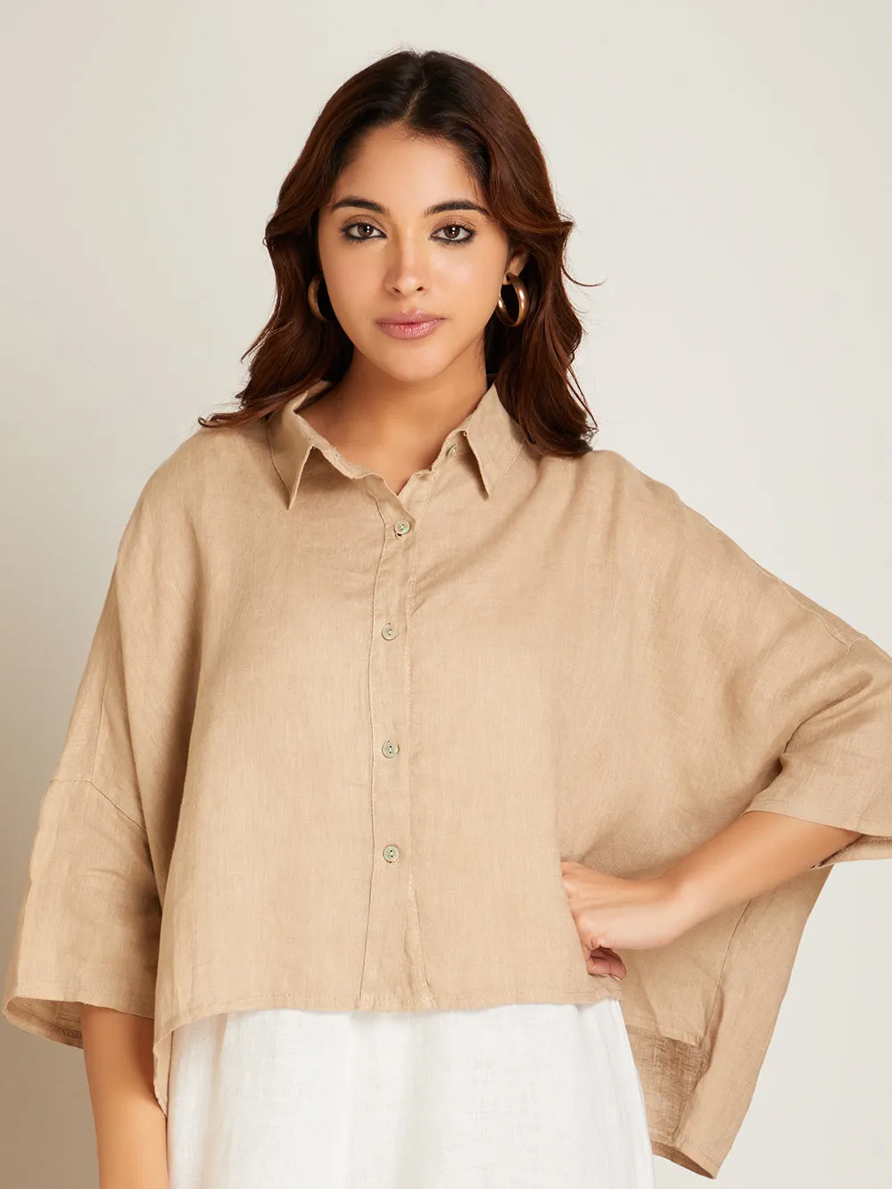 SHORT LINEN  OVERSHIRT