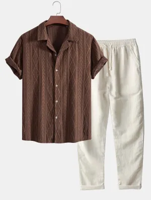 Short Sleeve Knit Set with Drawstring Pants