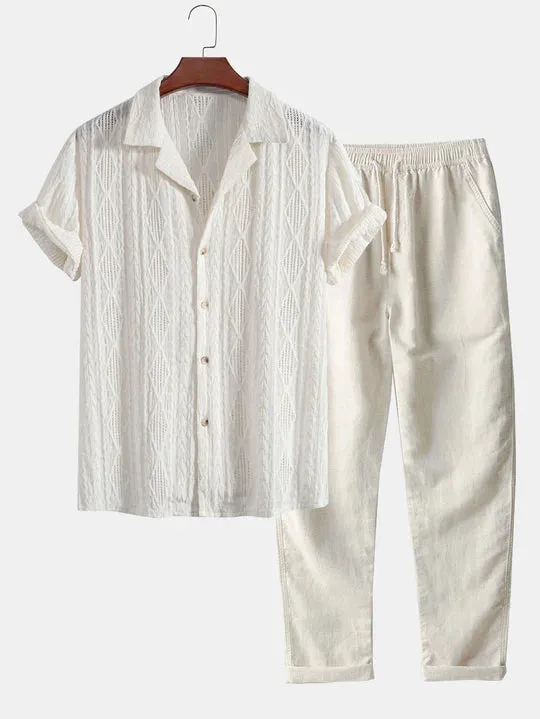 Short Sleeve Knit Set with Drawstring Pants