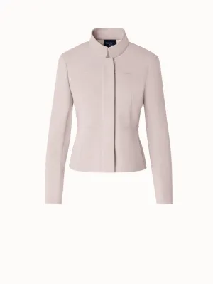 Short Wool Crêpe Double-Face Mock Neck Jacket