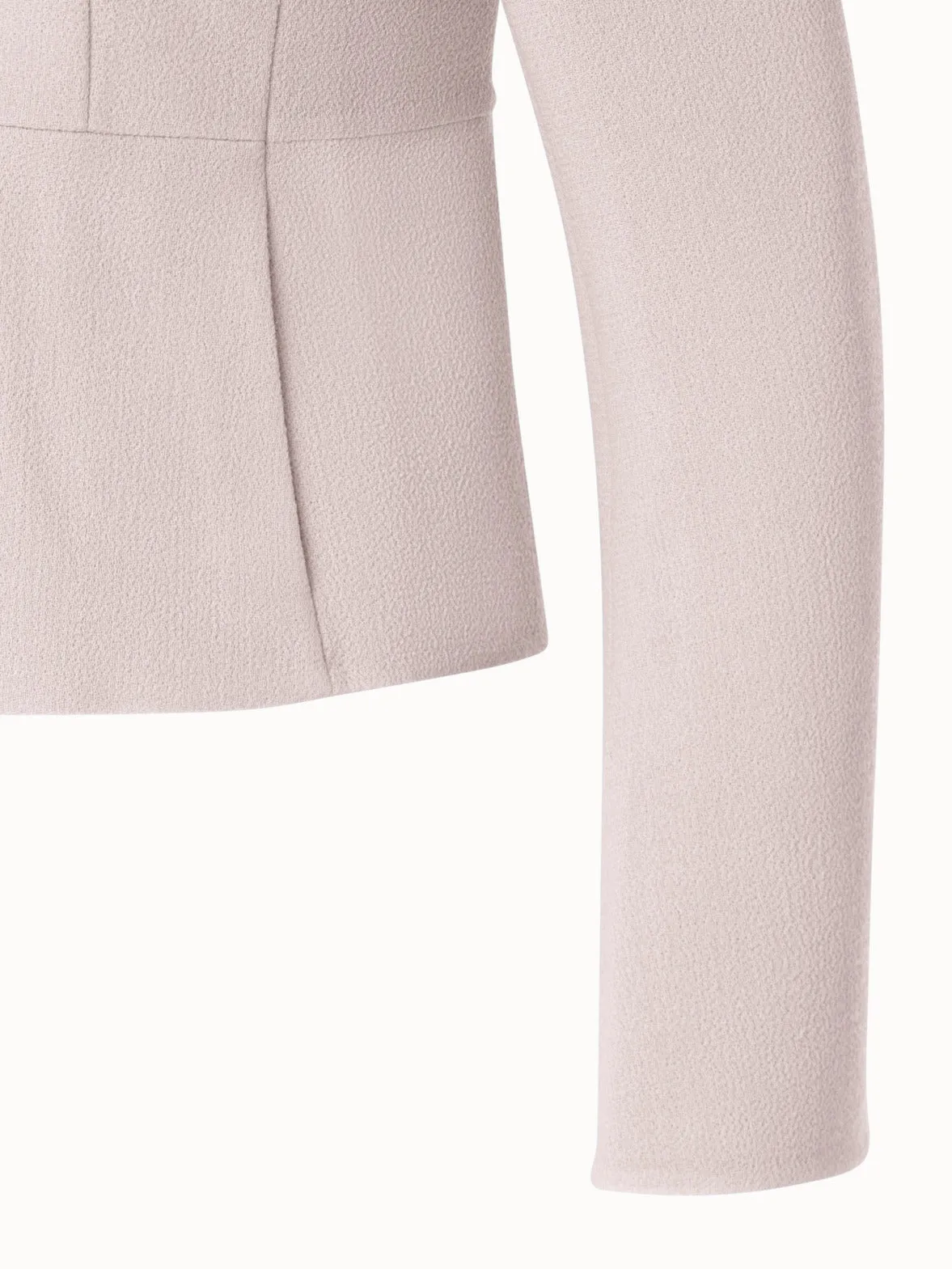 Short Wool Crêpe Double-Face Mock Neck Jacket