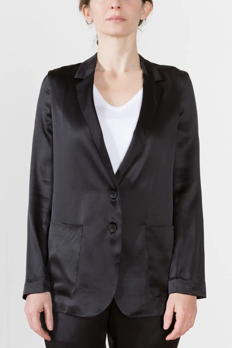 silk blazer black