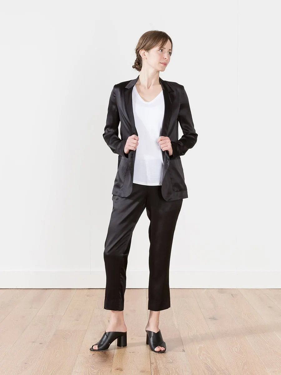silk blazer black
