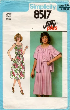 Simplicity 8517 Womens Sundress & Jacket 1970s Vintage Sewing Pattern Size SMALL 10 - 12