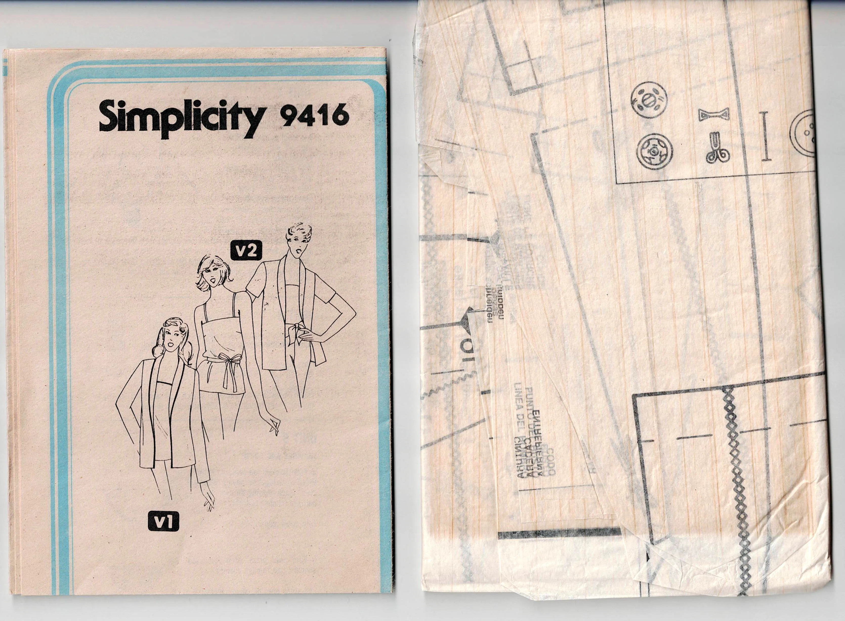 Simplicity 9416 Womens Camisole Top & Jacket 1980s Vintage Sewing Pattern Size 16 Bust 38 inches UNCUT Factory Folded