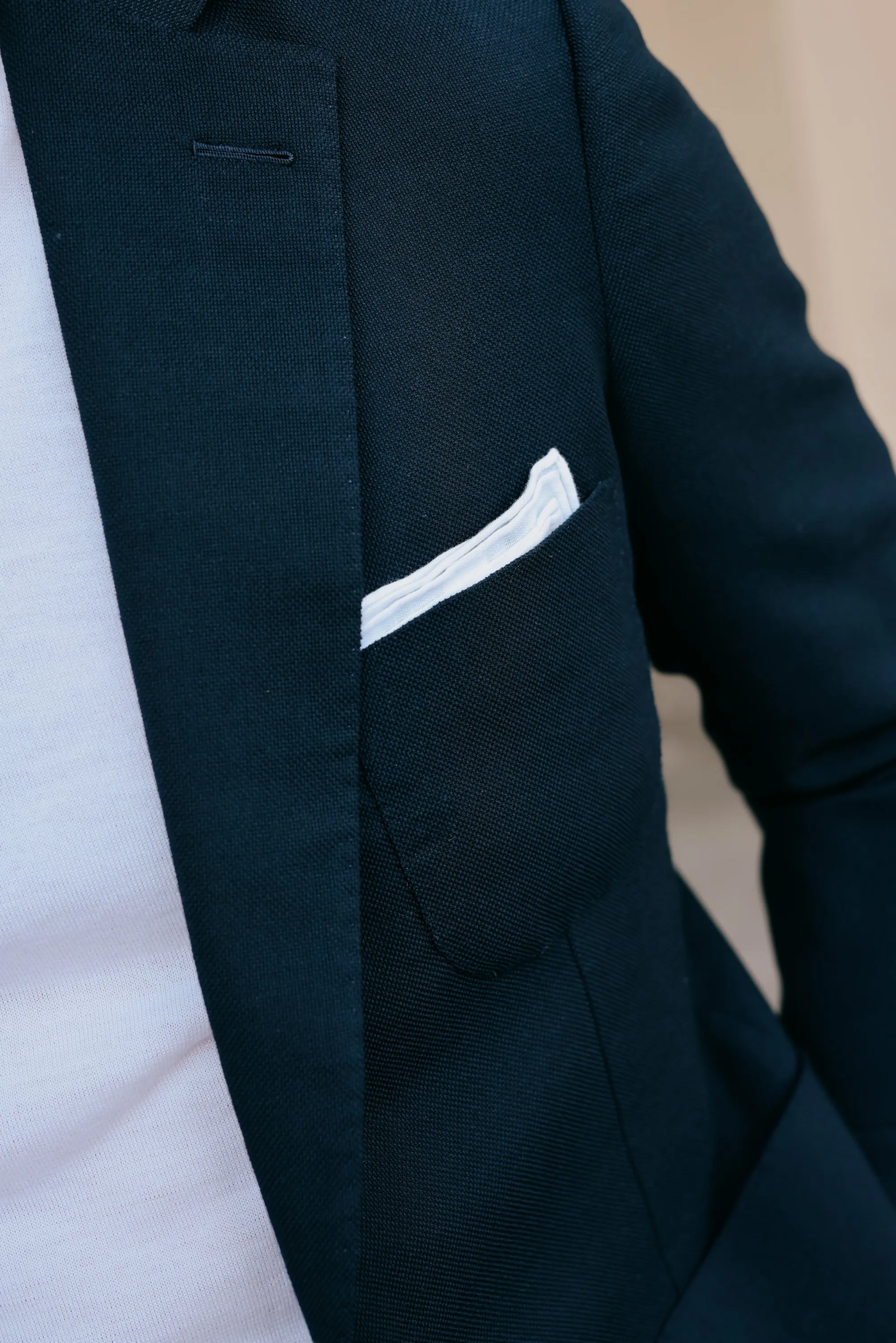 Single Breasted  Travel Jacket in Navy Hopsack
