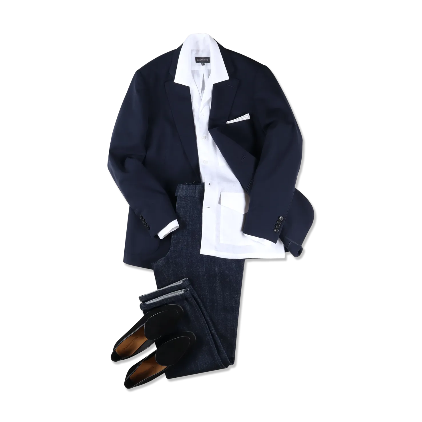 Single Breasted  Travel Jacket in Navy Hopsack