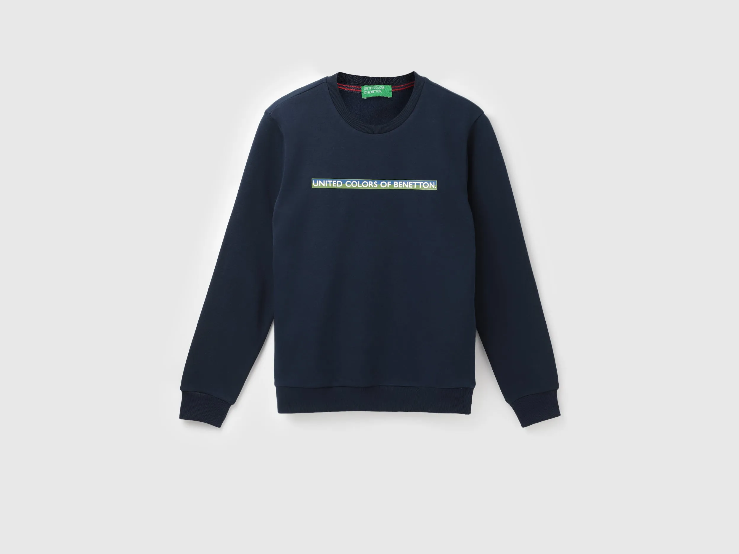 Slim Fit Round Neck Branded Fleece Sweatshirt
