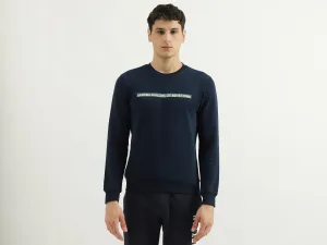 Slim Fit Round Neck Branded Fleece Sweatshirt