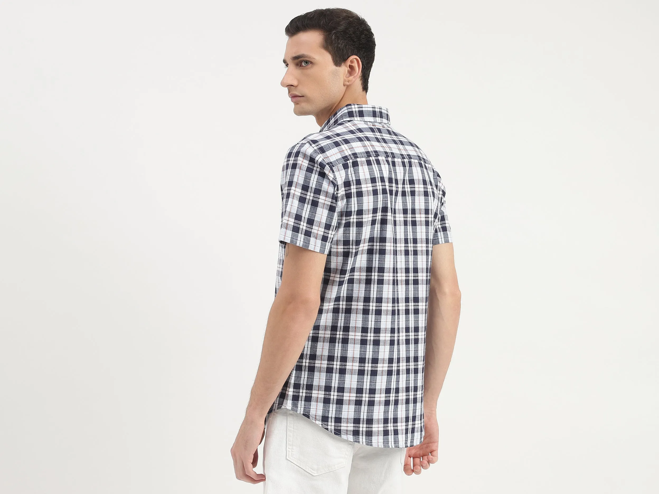 Slim Fit Short Sleeve Plaid Shirt