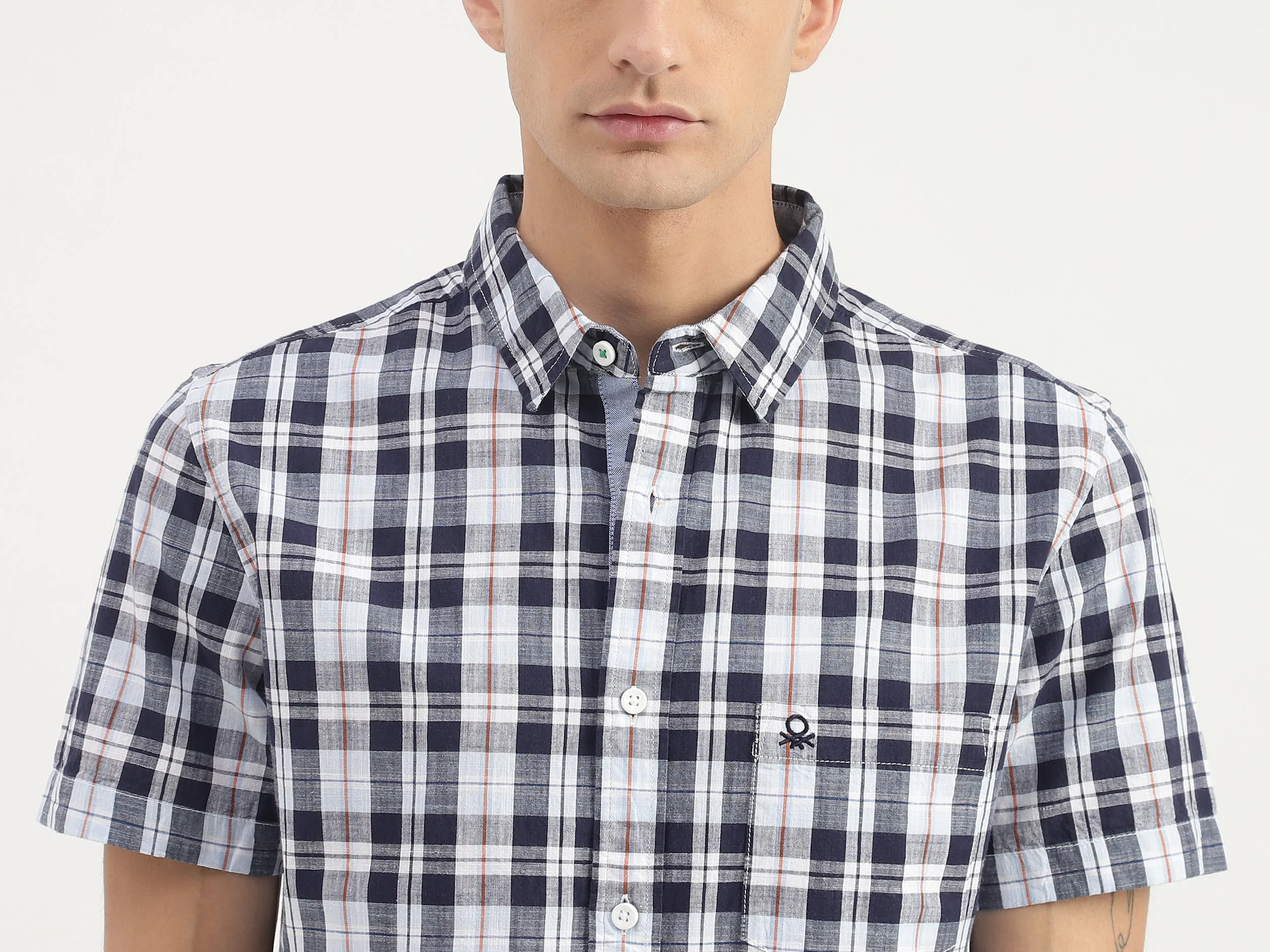 Slim Fit Short Sleeve Plaid Shirt