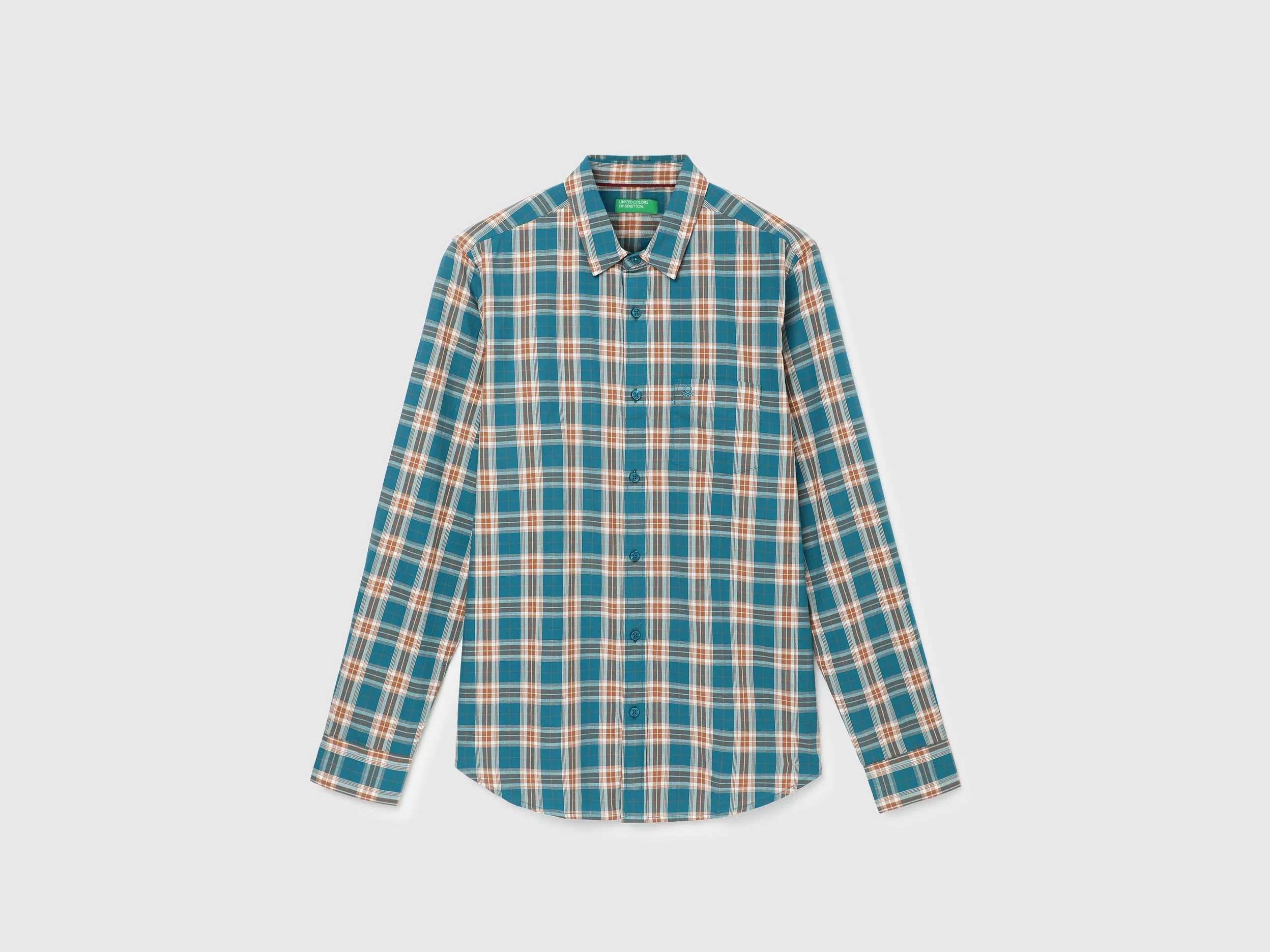 Slim Fit Spread Collar Checked Shirt
