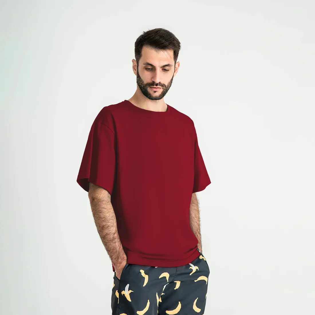 Soft Cotton Oversized T-Shirt, Burgundy