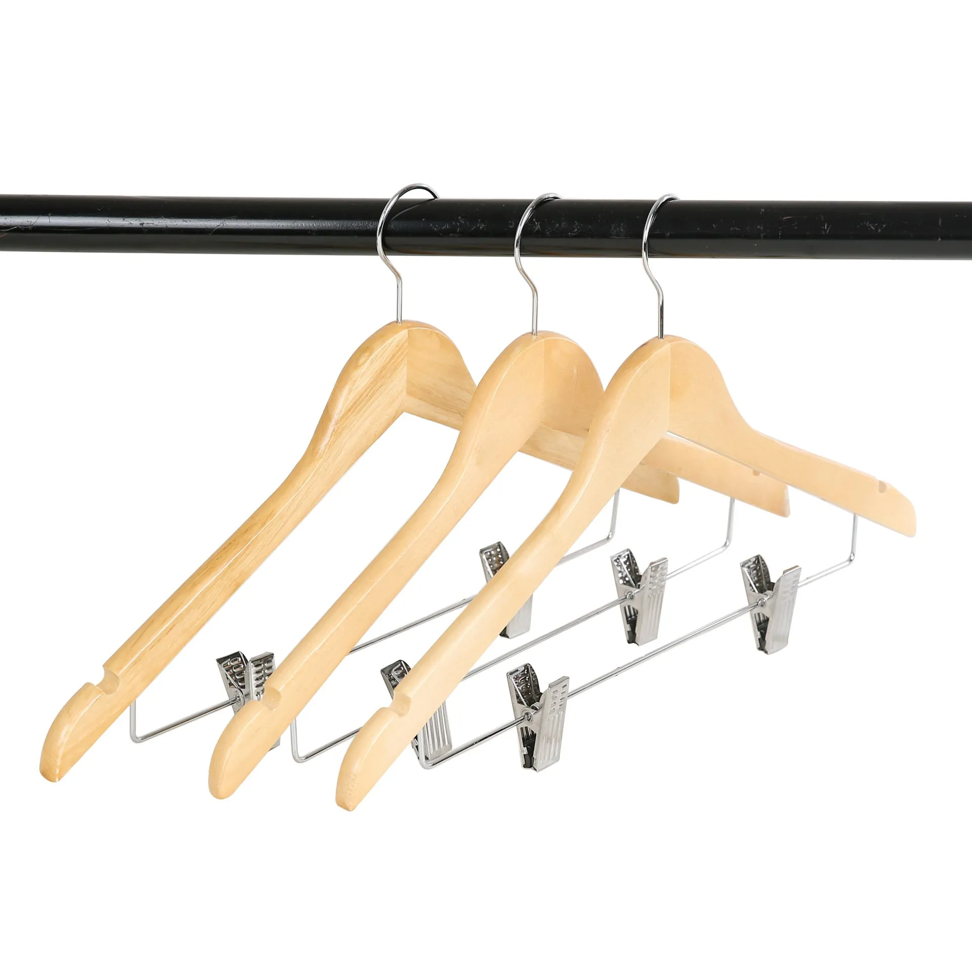 Solid wood hanger with pants clip hanger pants hanger
