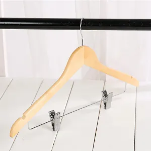 Solid wood hanger with pants clip hanger pants hanger