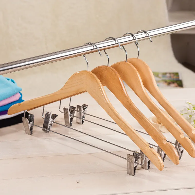 Solid wood hanger with pants clip hanger pants hanger