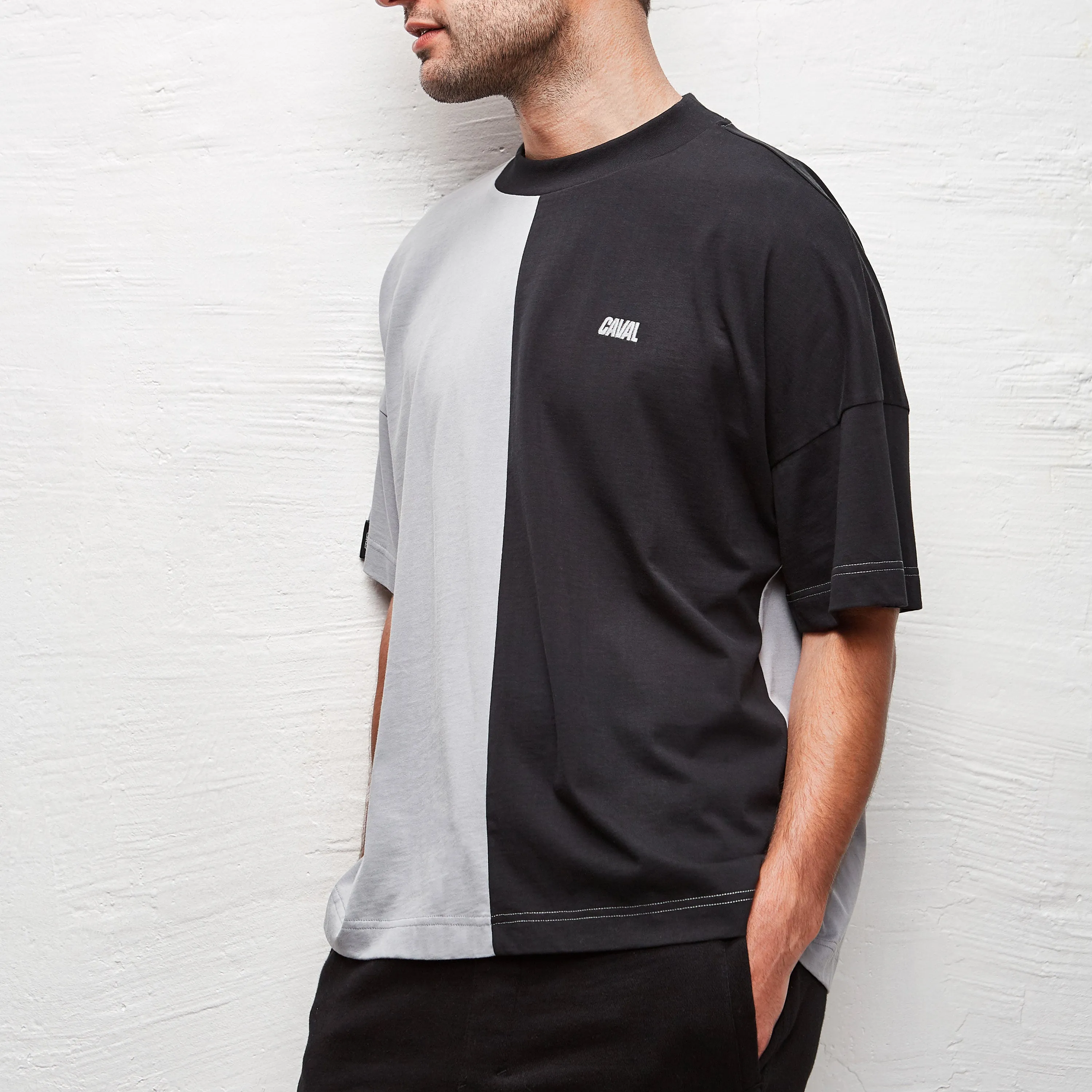 Split T-Shirt Man Grey