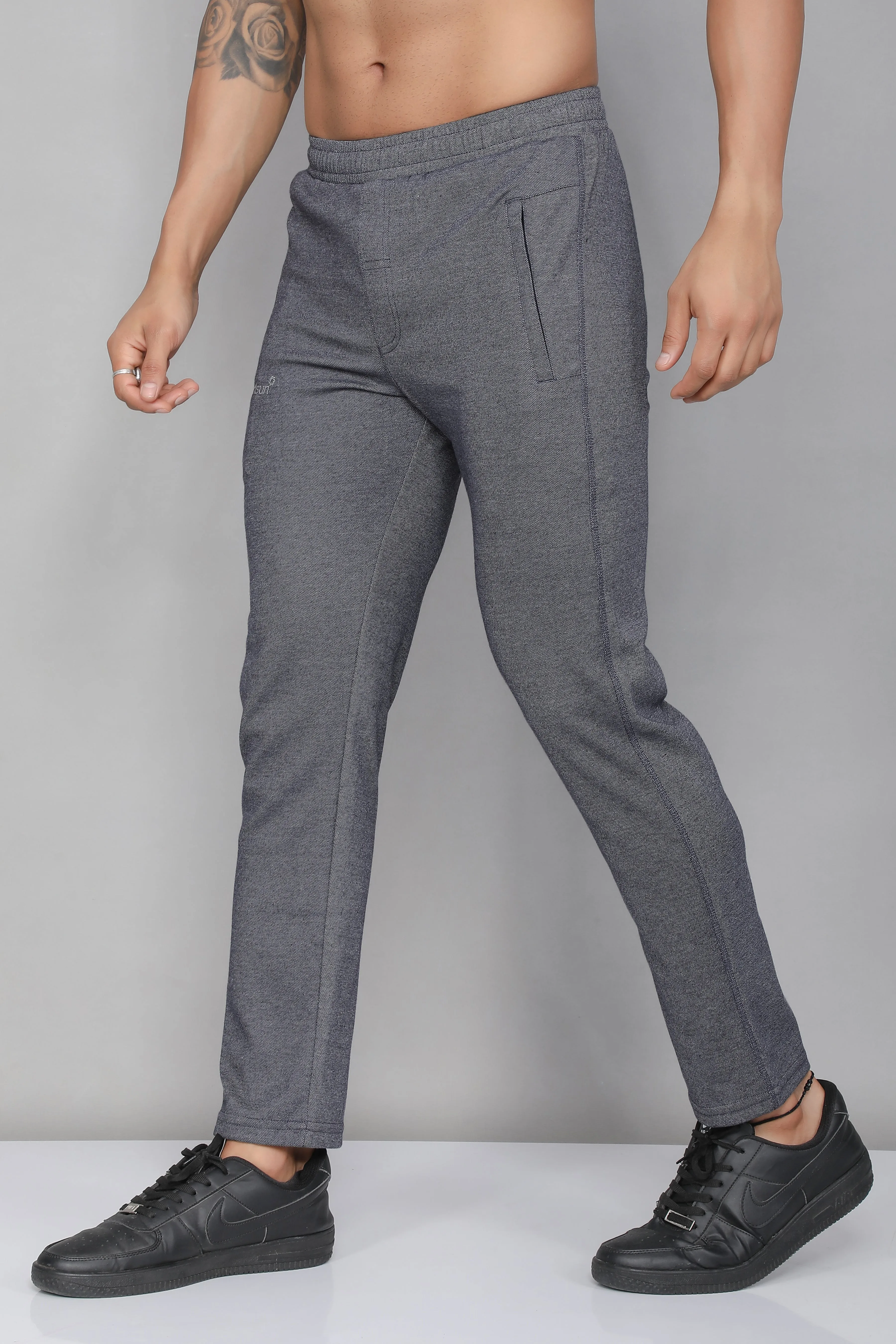Sport Sun Active Cotton Navy Milange Track Pant for Men