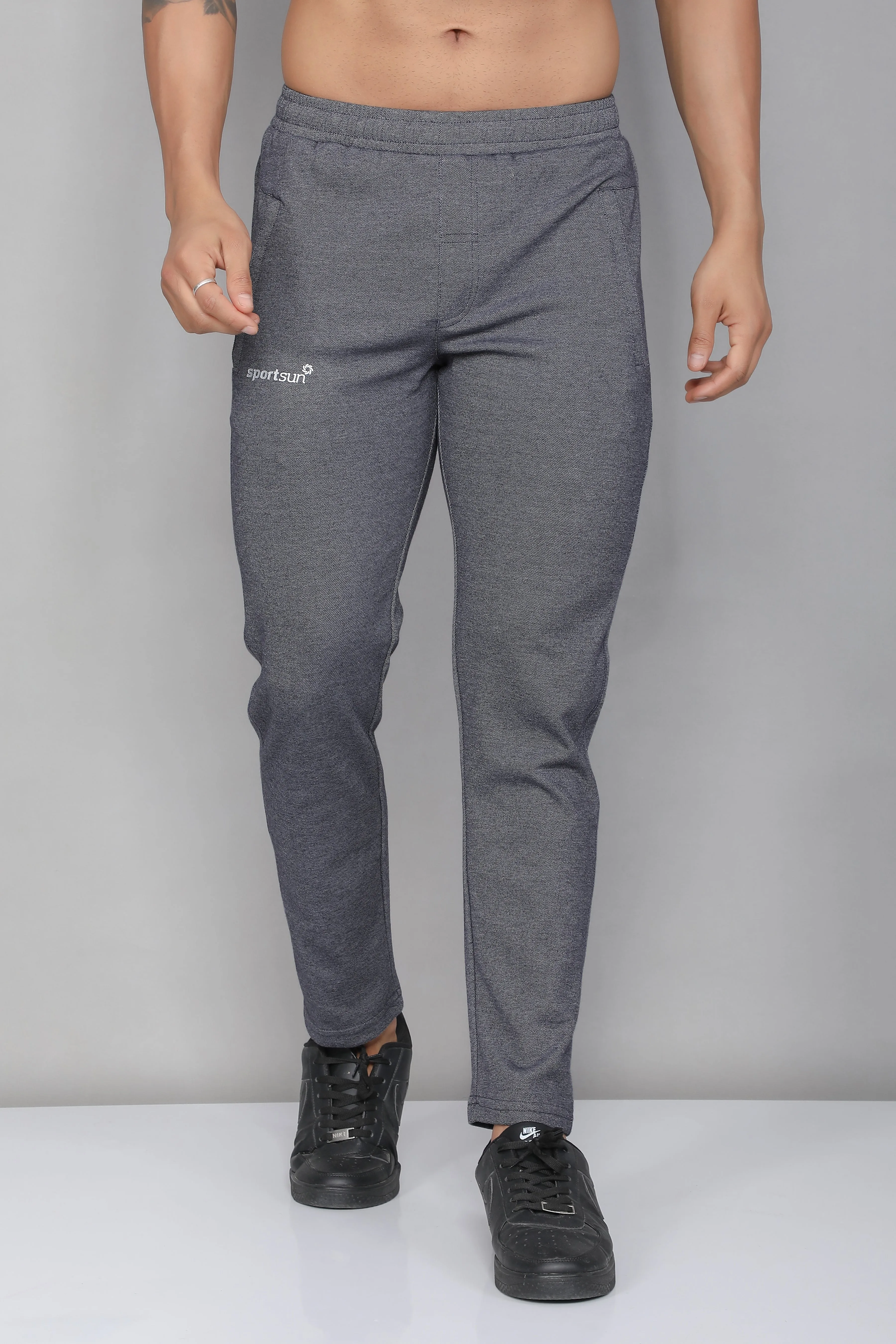 Sport Sun Active Cotton Navy Milange Track Pant for Men