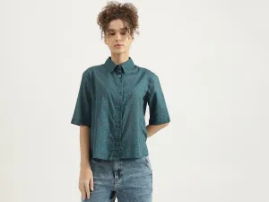Spread Collar Printed Shirt