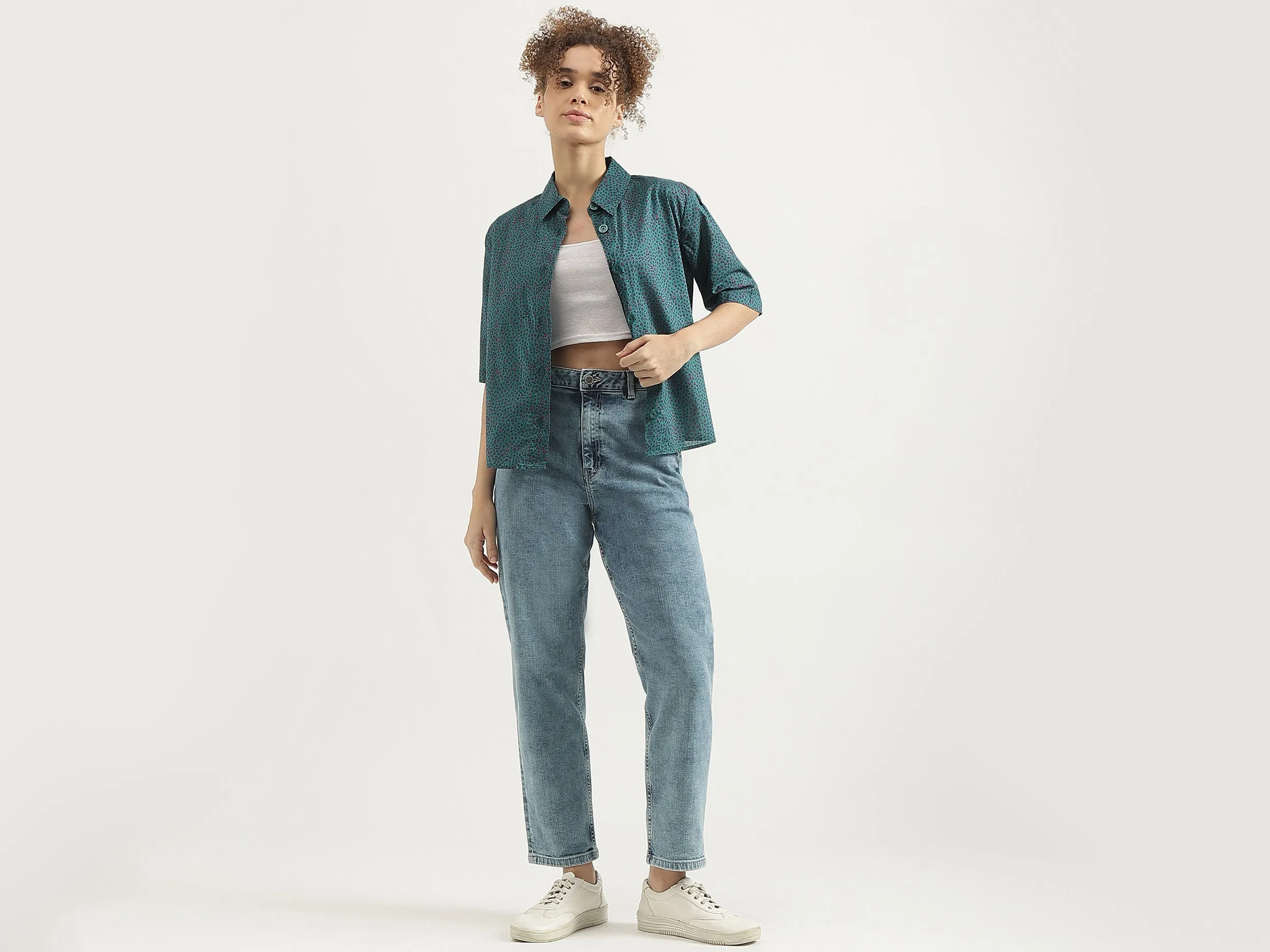 Spread Collar Printed Shirt