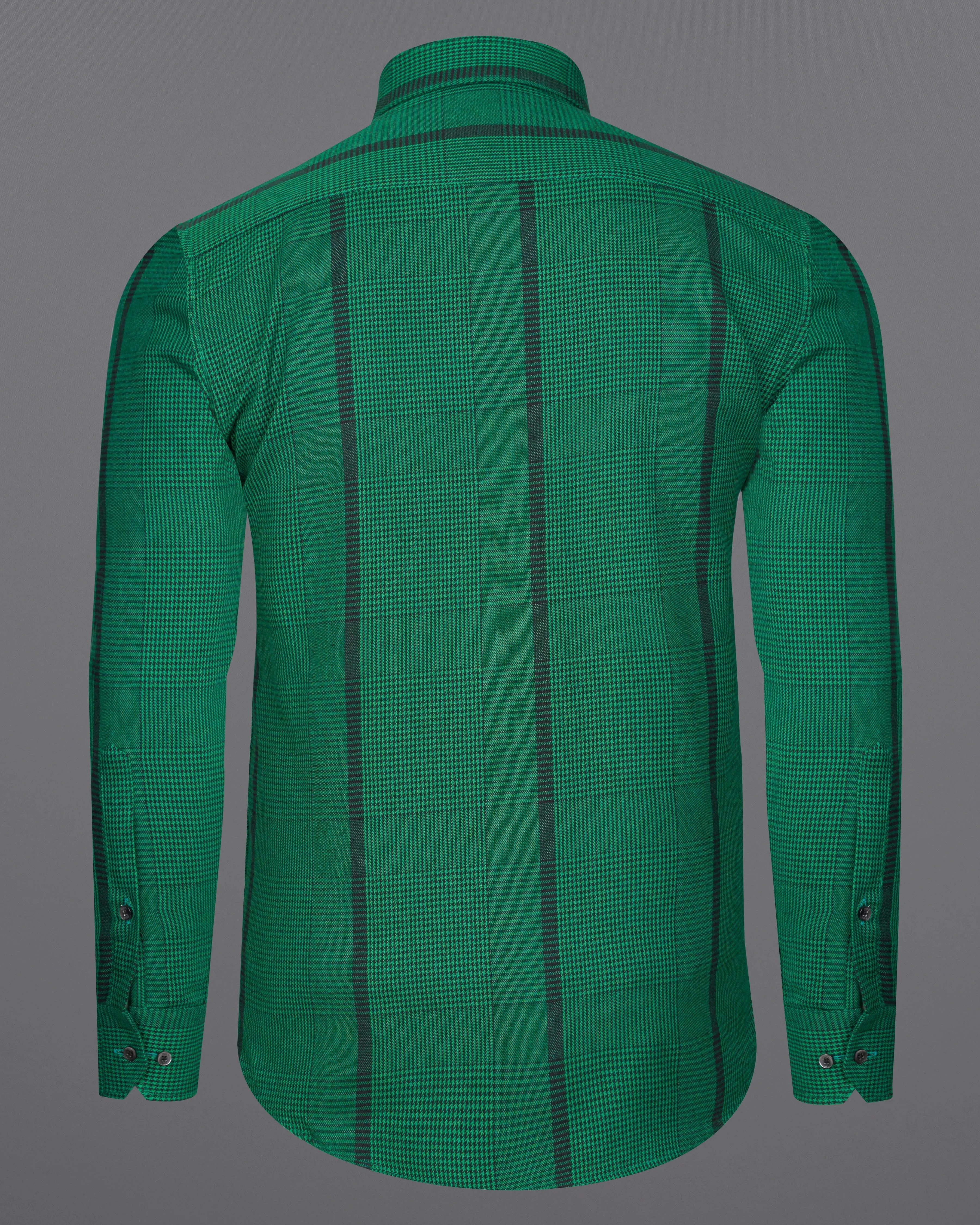Spruce Green with Black Houndstooth Textured Overshirt