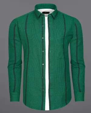 Spruce Green with Black Houndstooth Textured Overshirt