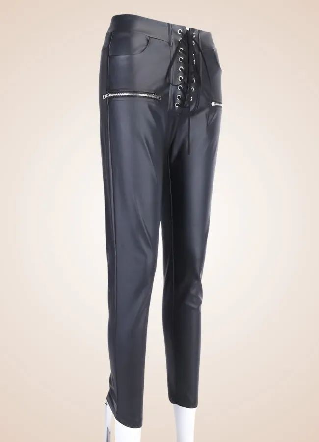 Steampunk Skinny Lace Up Pants