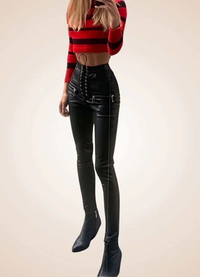 Steampunk Skinny Lace Up Pants