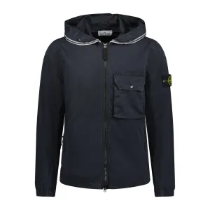STONE ISLAND HOODED ZIP-UP OVERSHIRT JACKET NAVY