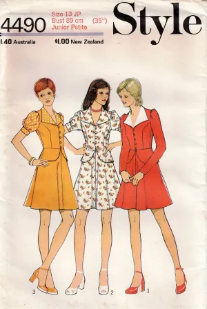 Style 4490 Junior Petite Peplum Jacket & Skirt 1970s Vintage Sewing Pattern Size 13JP Bust 35 inches UNCUT Factory Folded