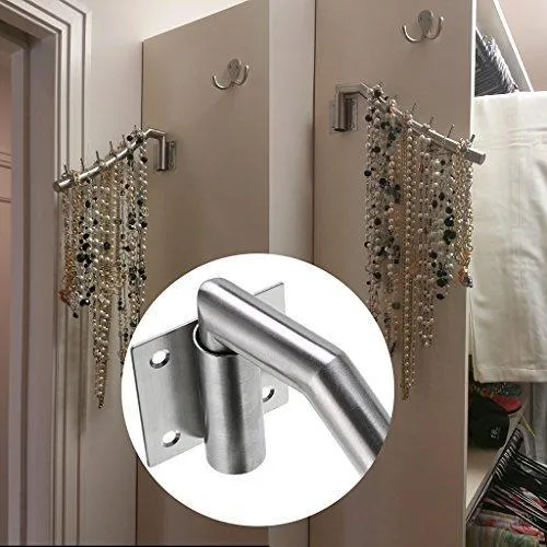Sumnacon 12.6" Wall Mounted Clothes Hanger Rack, Set of 2 Stainless Steel Garment Hooks with Swing Arm Holder, Space Saver Clothing and Closet Rod Storage Organizer for Laundry Room Bedrooms Bathrooms