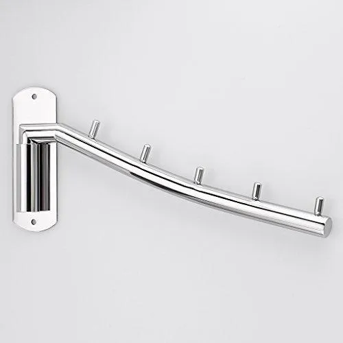 Sumnacon Wall Mounted Clothes Hanger Rack, Stainless Steel Garment Hooks Swing Arm Holder, Space Saver Coat Robe Storage Organizer Laundry Room Bedrooms, Clothing Drying Rack 5 Hooks