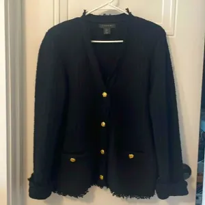Tahari Black V-neck Knit Jacket