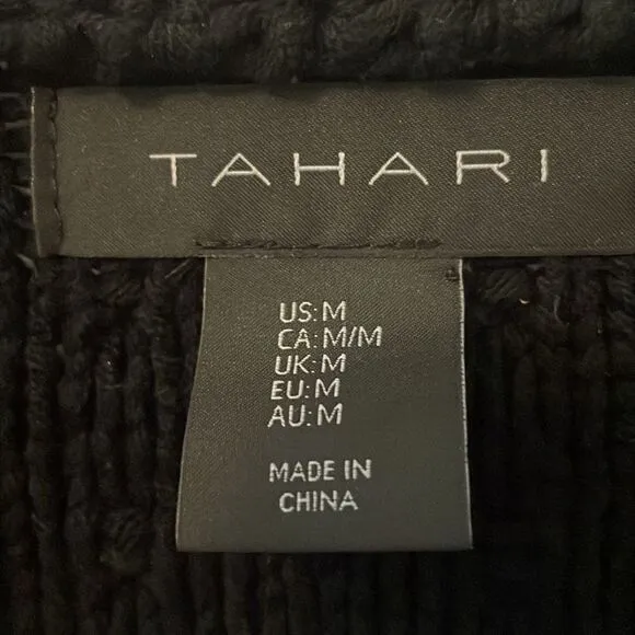 Tahari Black V-neck Knit Jacket